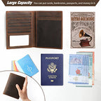Leather Passport Holder RFID Blocking Passport Travel Wallet Cover Case for Men Women Brown JC17 (JC17-Red Brown)