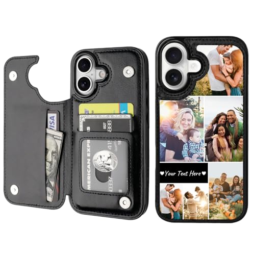 Custom Wallet Phone Case for iPhone 17 (Black-D / iPhone 17)