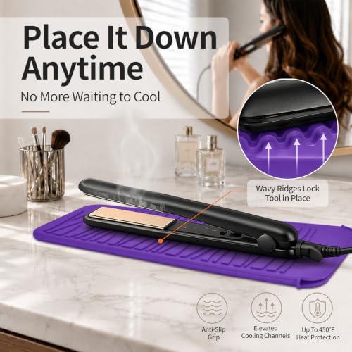 Silicone Heat Resistant Travel Pouch for Straightener (1 Pack / Purple)