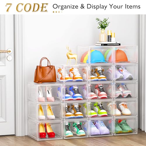 Large Thick Clear Shoe Organizer (White / 9 pcs)