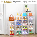 Large Thick Clear Shoe Organizer (White / 9 pcs)