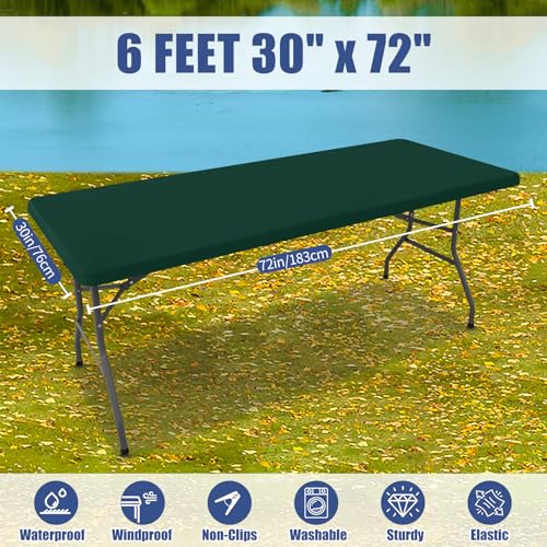 2 Pack Rectangle Spandex Fitted Table Cloth (Hunter Green / 72" x 30" (Rectangular))