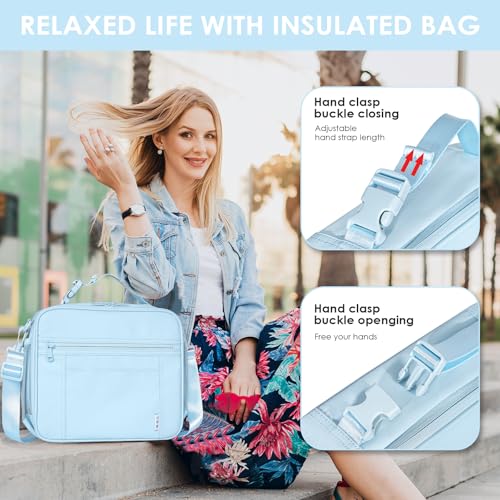 NOL Lightweight Insulated Lunch Bag (Light Blue / Horizontal (7 Liters))