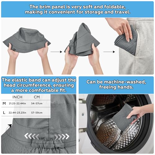 Lightweight Bucket Hat for Women Quick (Large / Gray)