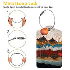 2 Pack Golden Mountains Luggage Tag for Suitcases Colorful Mountains PU Leather Bag Travel Suitcase ID Identifier Baggage Tags for Women Men Travel (Golden Mountains)