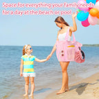Mesh Beach Bag with Zipper (Pink)