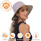 Sun Hats for Women Bucket Hat UV Protection Fishing Hat Wide Brim Safari Hats 2 in 1 Zip (1pack-coffee Pink)