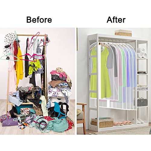 8pcs Clear Garment Bags for Hanging Clothes (White Edge / 40" 48" / 8Pcs)