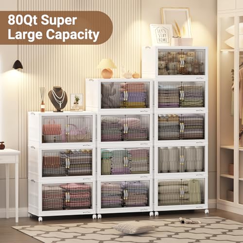 240Qt Stackable Storage Bins with Lid (White / 80QT-3Pack)