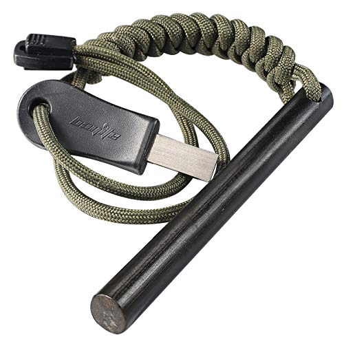 4" Survival Ferro Rod Drilled Flint Fire Starter and Striker Kit