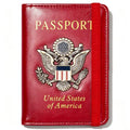 Premium Passport Holder for Travel RFID Blocking Passport Cover Slim (Red / Classic Metal Stamp)