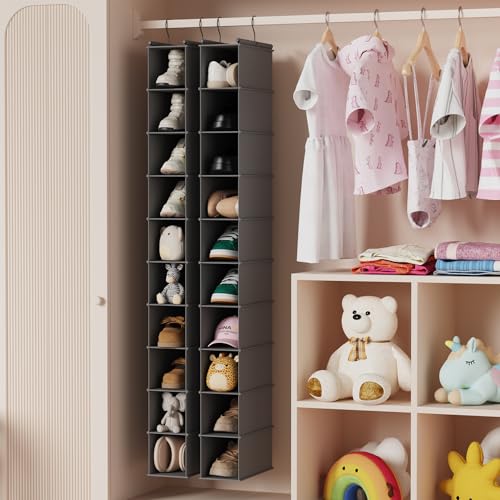 10 Shelf Hanging Shoe Shelf Organizer (Grey / 1-Pack)