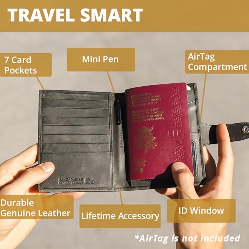 Passport Holder with Airtag Slot and RFID Blocker (02 Java Brown)