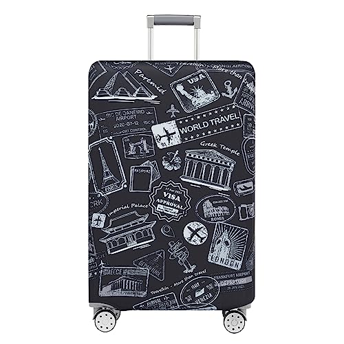 Travelkin Luggage Covers For Suitcase Tsa Approved Suitcase Cover Protector (World Marks-Grey / XL)