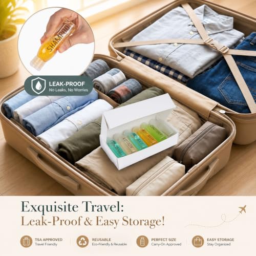 Travel Bottles for Toiletries 6 PCS 3.4oz Plastic Bottles with White Box (New Clear with Box)