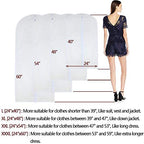 Garment Bags for Hanging Clothes 24'' x 48'' Long Suit Dust Hanging Garment Bag White Breathable Suit Covers for Closet Full Zipper Dust Cover for Dance Dress Clothes Pack of 6 (24'' x 48''/6 Pack / White-Translucent)