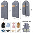 1PK Garment Bags for Hanging Clothes (Grey / 43" 1PK)