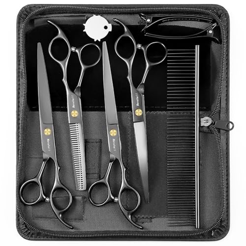 Professional Dog Grooming Scissors Set (Black)