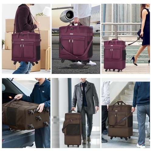 Expandable Luggage Bags for Travel Collapsible Suitcase with Wheels (Purple)