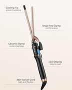 Small Curling Iron 3/8 Inch, Thin Curling Wand for Short Hair, 9mm Long Barrel Ceramic Hair Curling Iron