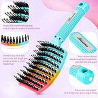 Boar Bristle Hair Brush (Green+Blue)