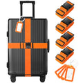 8 Pack Luggage Straps and Tags Set (02 Orange)