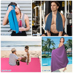 Microfiber Travel Sports Towel (Black / S:16''x32''(2 Pcs))