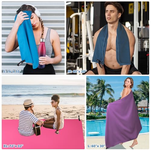 Microfiber Travel Sports Towel (Black / L:60''x30''+16''x16'')