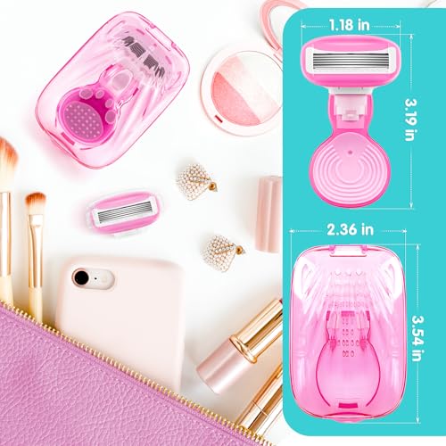 Travel Razors for Women Include 1 Handle 2 Cartridges (Pink)