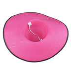 Womens Bowknot Straw Hat Foldable Beach Sun Hat Roll up UPF 50+ (Big Bow / Deep Pink 5.9" Brim, 1 Pack)