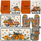 10 Pcs Fall Pumpkin Kitchen Decor Set for Home (Modern Color / Classic Style)
