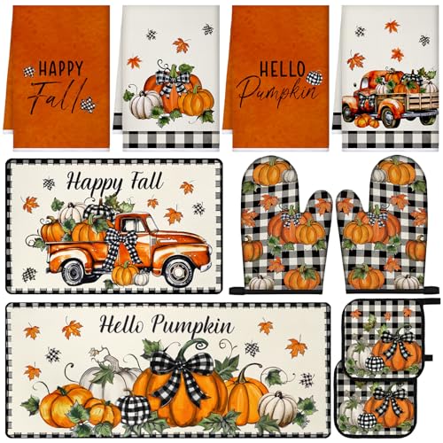 10 Pcs Fall Pumpkin Kitchen Decor Set for Home (Modern Color / Classic Style)