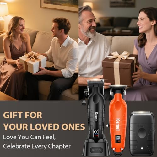 KM-2293 3-Piece Cordless Barber Kit with Foil Shaver, Orange (Orange)