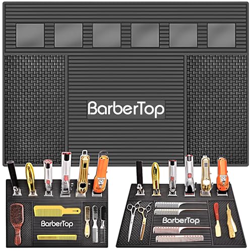Magnetic Mat 19x12.5 Inch 6 Slots Barber Tray Hairdressing Electric Clippers Storage Mat Salon Table Tools Nonslip Cushion Heat Resistant Pad for Clippers Scissors Combs for Barbershop Salon (6 Magnetic 19 x 12.5)