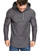 Mens Fashion Athletic Hoodies Sport Sweatshirt Solid Color Fleece Pullover Dark Grey L (Large / Grey)