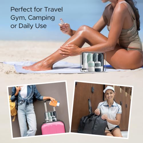23 Pack TSA Approved Travel Bottles for Toiletries (Gray)