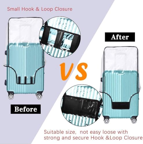 3-Piece Set (20/24/28 Inch) Clear Suitcase Cover (Black Trim) (Black Trim-0.4mm / 20/24/28" Suitcase Cover.)