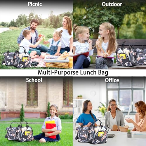 Hibiscus Small Lunch Bag Lightweight Insulated Lunch Box for Women Work Portable Soft Cooler for Picnic Travel Road Trips (Small / S2: Hibiscus)