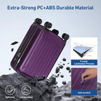 24 Inch Medium Luggage Checked TSA Approved Suitcase (Dark Purple / 24" Checked)