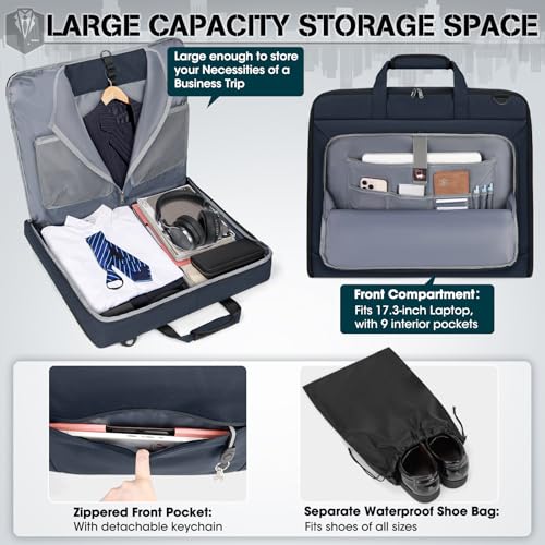 Garment Bags for Travel Carry On Garment Bag for Hanging Clothes (Blue)