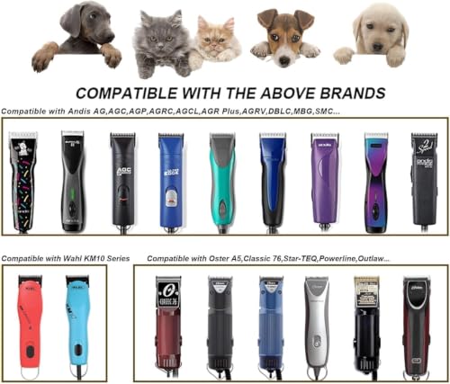 4 Pack Wide Blades Dog Grooming Blades for Andis Dog Clipper (30W+4FW+5FW+7FW / Black)