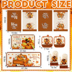 10 Pcs Fall Thanksgiving Turkey Kitchen Decor Set Orange (Yellow / Trendy Style)