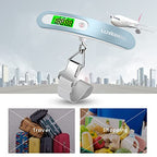 Digital Luggage Scale Vacation Travel Essentials Accessories Gifts for Traveler Portable Suitcase Handheld Weight Scale 110 lbs Hanging Baggage Travel Must Haves (Blue)