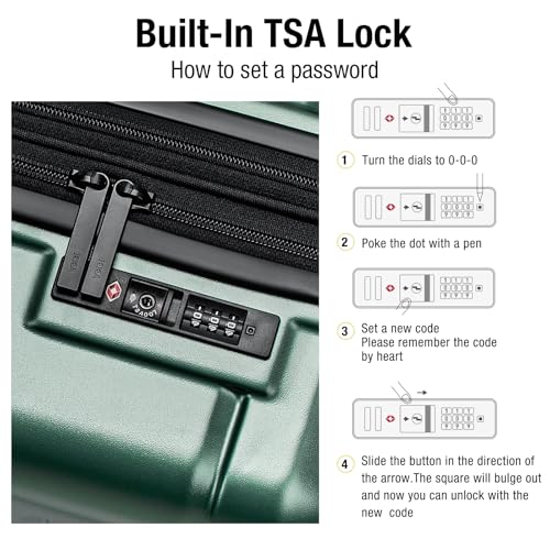 Carry On Luggage 22x14x9 Airline Approved Expandable Hardshell 20 Inch Suitcase with TSA Lock Carry On Suitcase with Wheels Small Travel Rolling Luggage with Cup Holder for Men Women Green (Green / Expandable Carry-On 20-Inch)