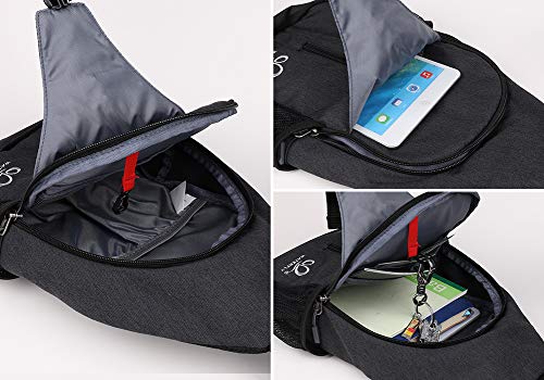 Crossbody Sling Backpack Sling Bag Travel Hiking Chest Bag Daypack (Black / Small)