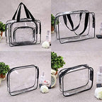 6Pcs Crystal Clear PVC Travel Toiletry Bag Kit for Women Men (6pcs Black / 1 Large, 2 Medium, 3 Small)