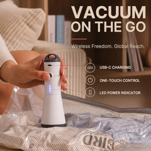 Travel Vacuum Bags with Rechargeable Pump (9 Combo Travel Size)