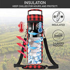 Single Bottle Wine Bag Carrier (Buffalo Plaid Red)