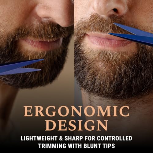 5" Beard & Mustache Scissor with Combs for Men (Midnight Blue)