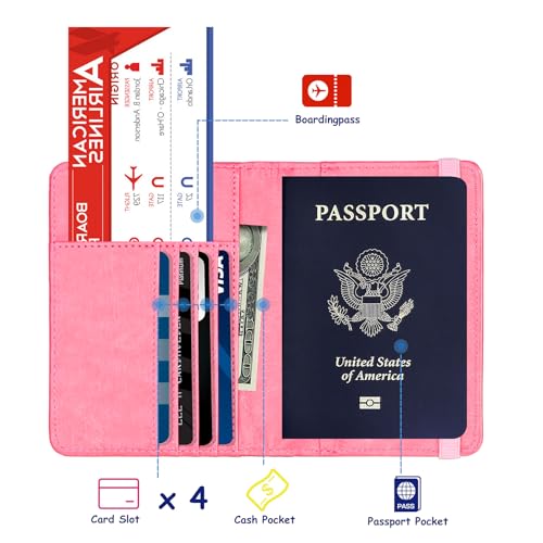 RFID Blocking Passport Holder (Pink / Upgraded)